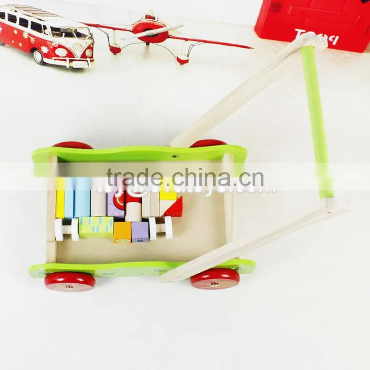 wholesale educational wooden baby activity walker funny toys wooden baby activity walker with building blocks W16E076