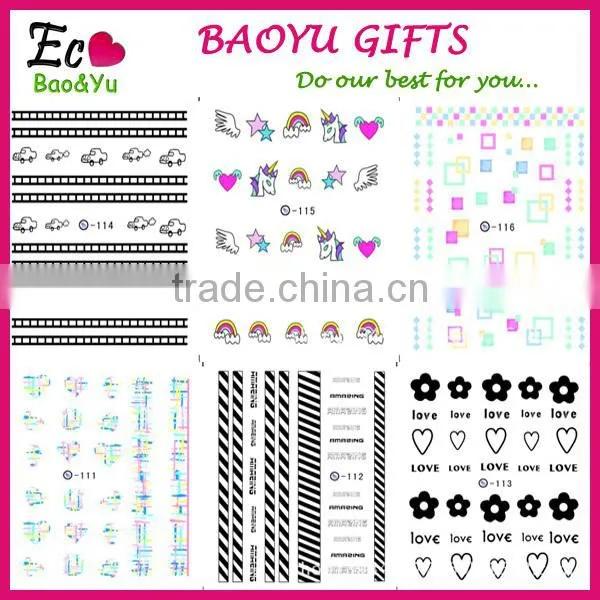 Hogift Hot Selling Flower Nail Sticker,3D/Water Printing Japan Fashion Nail art Decals