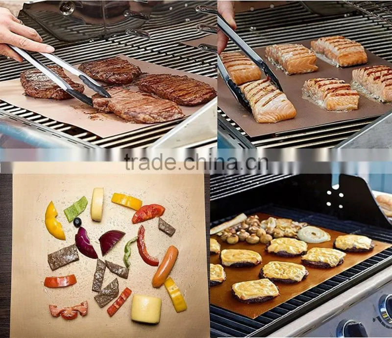 PTFE Coated Non-stick BBQ Sheet Mat Copper Grill Mat