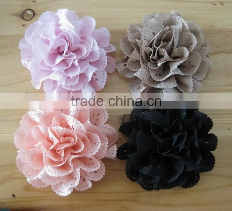 fabric flower with rhinestone in center for kids hair accessories