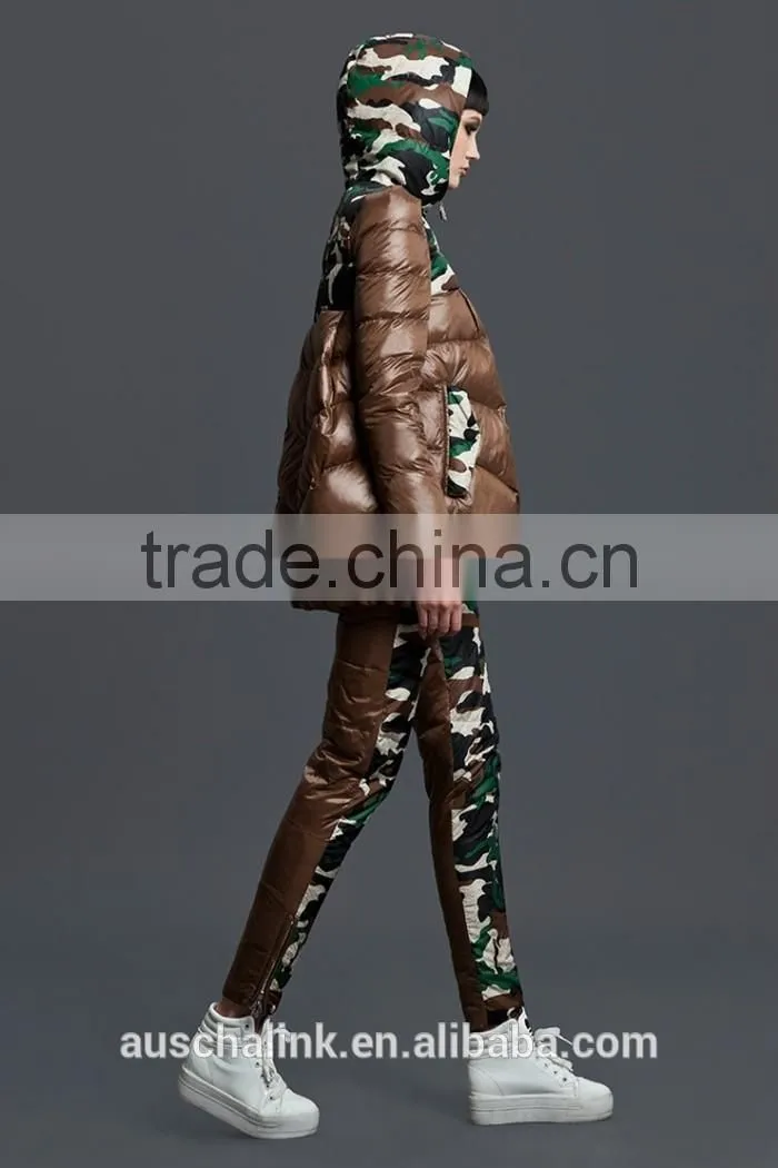european style women camo down filled winter keep warm pants