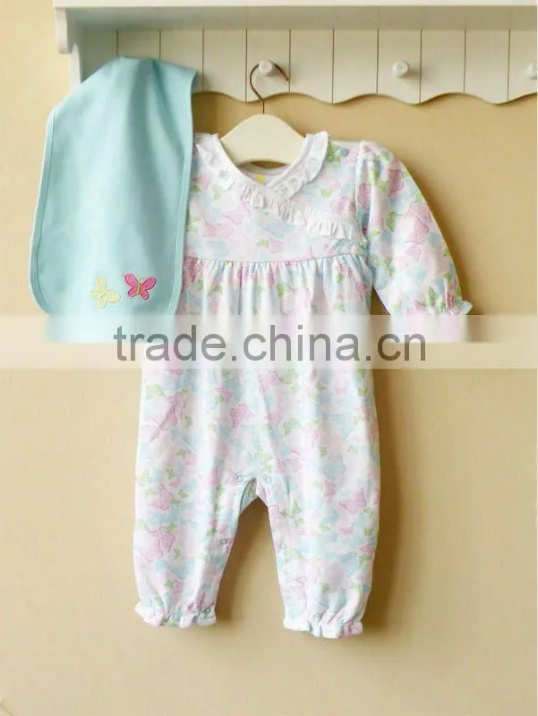 mom and bab 2012 100% cotton embroider baby handkerchief romper set