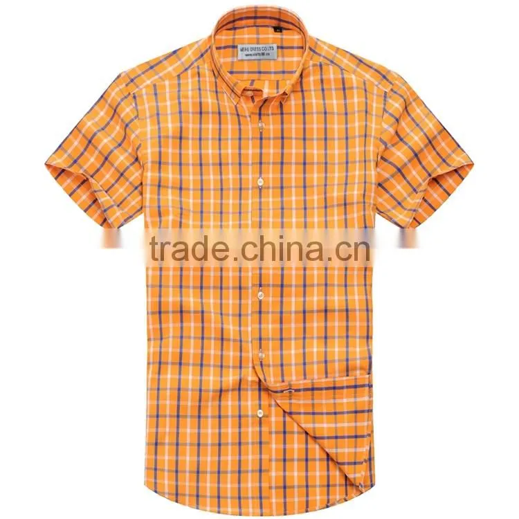 Hot selling fancy plaid design men shirt custom t shirt