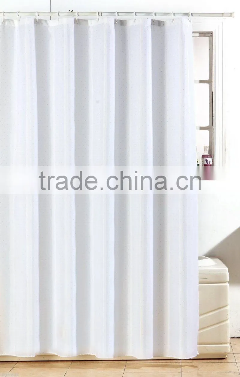 White polyester hotel shower curtain