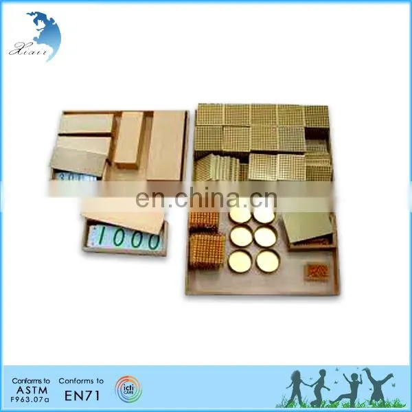 Preschool Wooden Educational Montessori Material EN71 Mathematic Toy Golden Bead Bank Game - Nylon Connected Beads