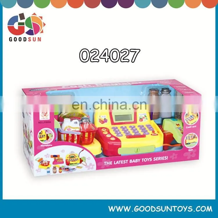 Plastic B/O supermarket cash register toys for kid with music and light
