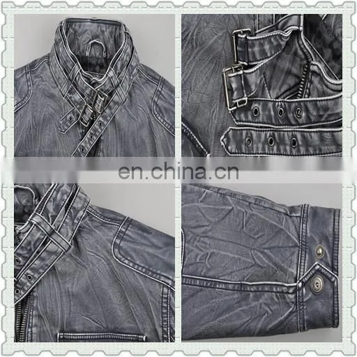 2017 latest design mens handsome motrocycle soft thin leather jacket
