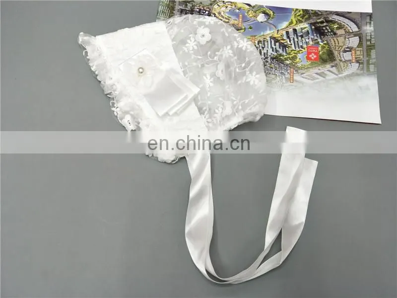 Little princess lace cap lace silk ribbon adjustable cap hat embroidery flower