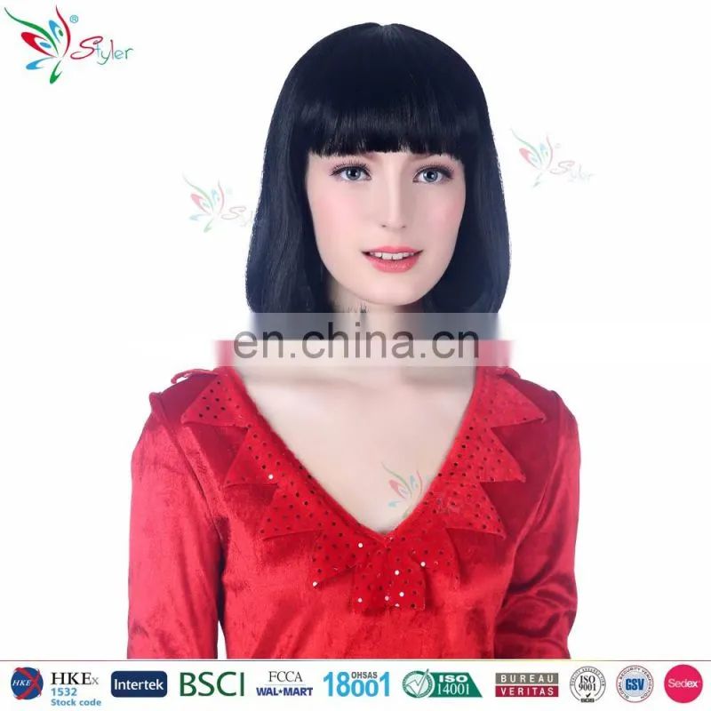 fashion woman synthetic wig bob cut cheap short black wig