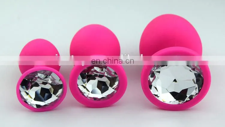 2015 hot selling pink color silicone anal butt plug, sex butt plug toys
