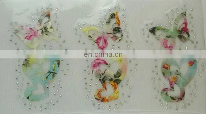 Popular Alphabet Butterfly Hot Fix Motif With Rhinestone For Garment