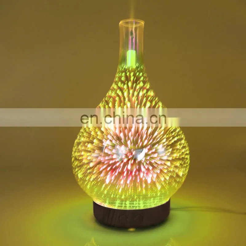 2018 New product oem rechargeable aroma essential oil diffuser 3d glass electric aroma diffuser