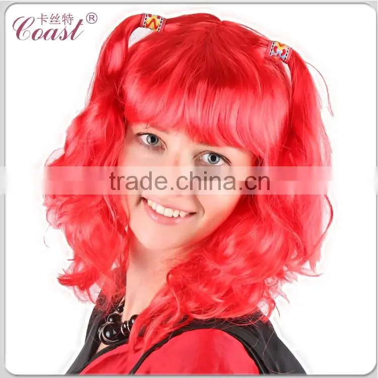 fashion curly synthetic red weave hair