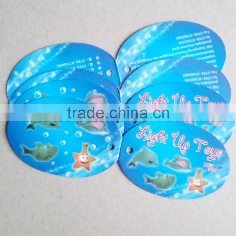 Small blue small hang tag for promotion