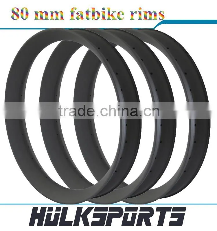 2016 Carbon Bike Kits 26er 80 mm wide carbon rims 26'' 80 mm fatbike rims mountain bike carbon rims for sale