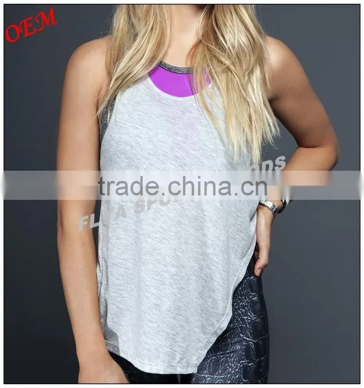 Hot selling custom low price loose sports top latest fashion sexy yoga vest women stringer gym singlet