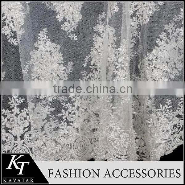 2015 Top selling white guipure voile lace fabric