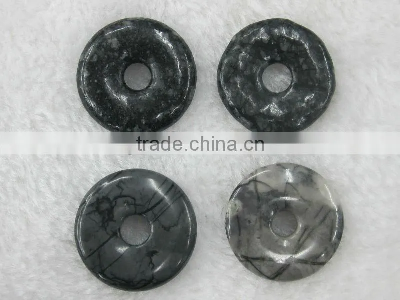 15-50mm Fancy Natural Picasso Jasper donut gemstone pendant