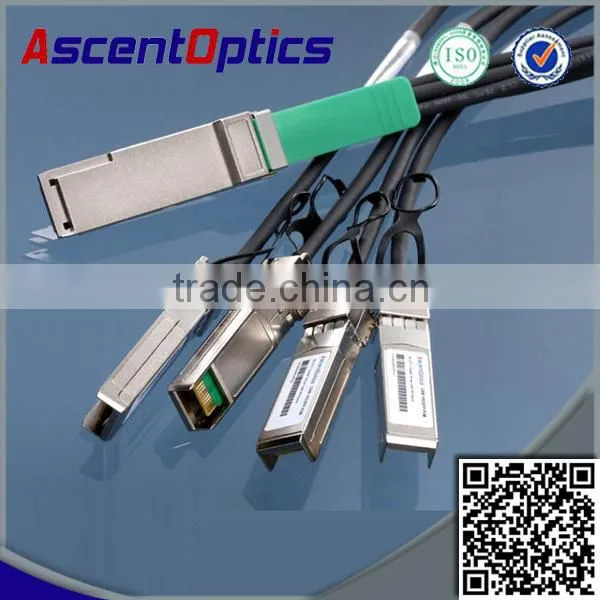 40GBASE-CR4 QSFP+ to 4 10GBASE-CU SFP+ direct-attach breakout cable, 5-meter