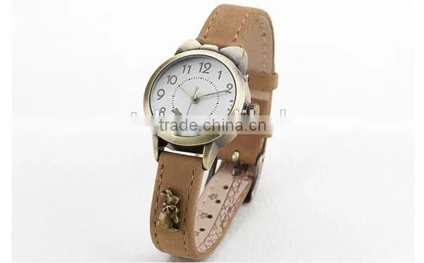 Fashion cute cat small case leather watches for teenagers