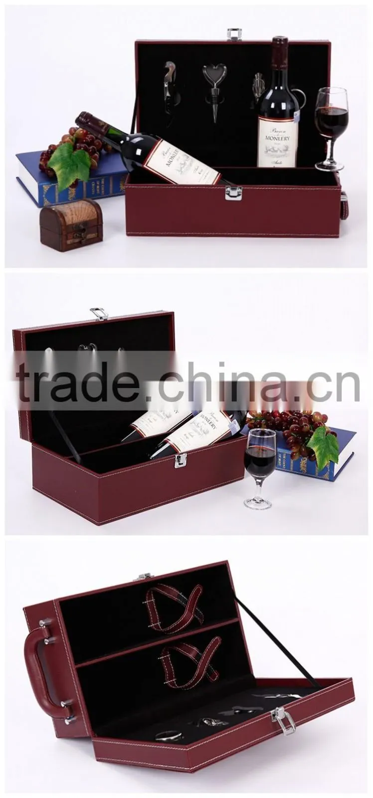 Custom Logo Printed High End Leather Wine Gift Box