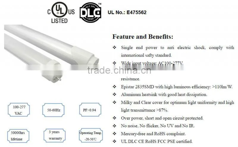 1200mm led tube t8 9W/18w 6400k