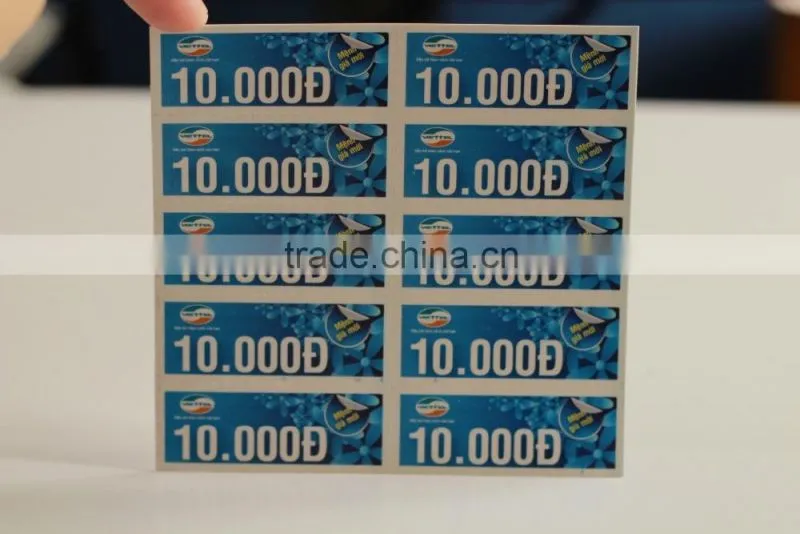 prepaid scratch phone card printing