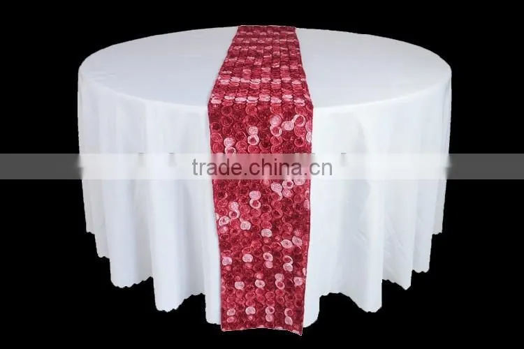 Red small rosette table runner embroidery table runner