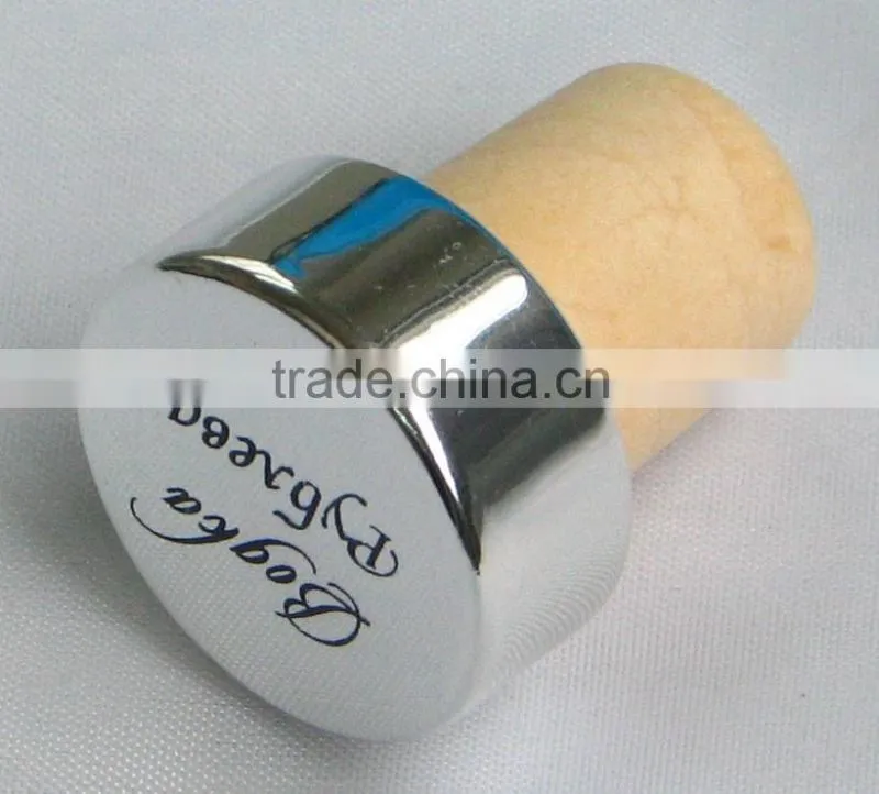 silver-black logo silver cap & cork bottle stopper & wine cork stopper
