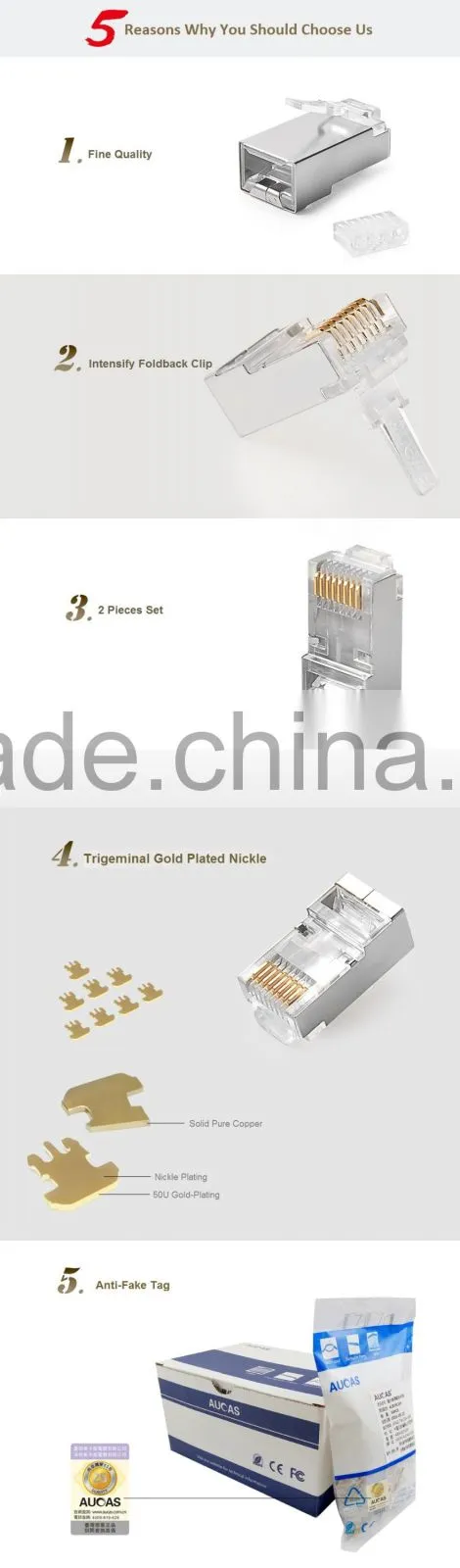 Best Price Network Cable FTP Cat6 Plug RJ45 Connector Male PCB Connector Shielded Hot Sell
