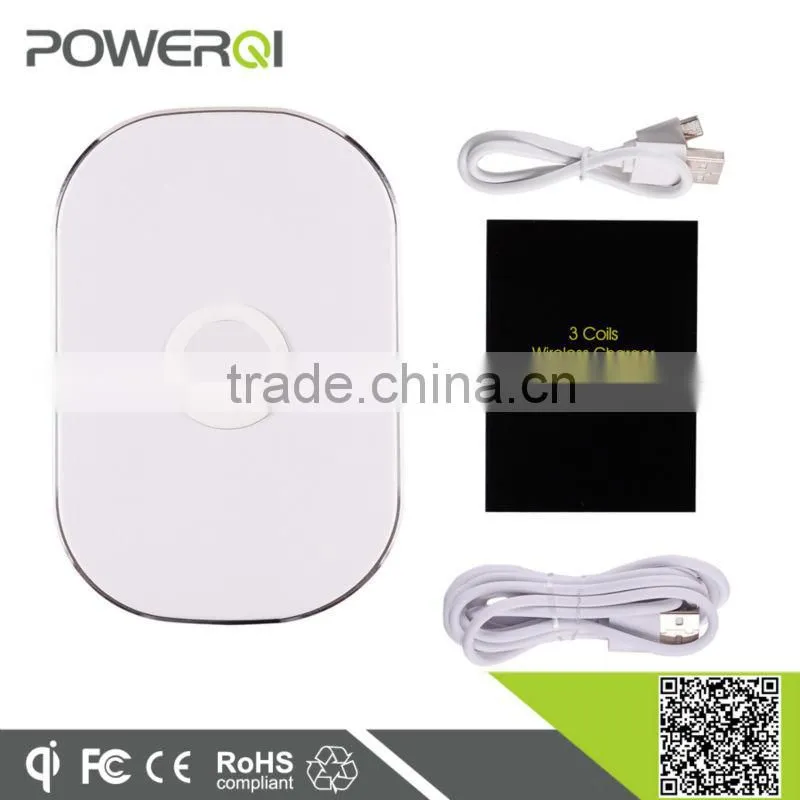 Qi standard 3 coils wireless qi charger pad wireless charging for Samsung S6 edge