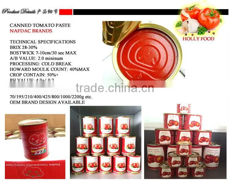 NAFDAC Tomato Paste Brix 28-30% canned 70g - 4500g high quality for Nigerian high end buyer market