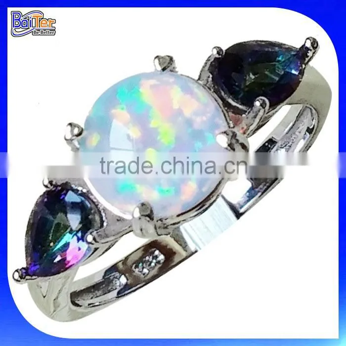 Man Made Synthetic Birthstone Opal Earring Stud Jewelry S925 Fire Opal Body Jewelry/925 Sterling Silver Round Opal Stud Earring