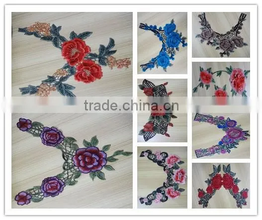 new design printed neck embroidery lace AP7928