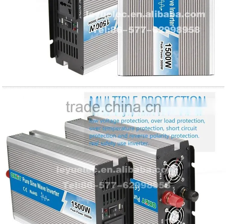 Reliable Factory DC to AC Pure Sine Wave Power Inverter OPIP-1500 W DC Input 12V with Off Grid Solar Power System