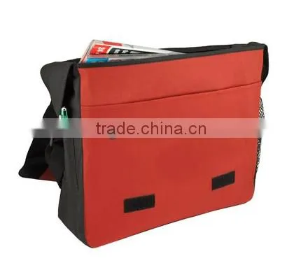 Promotional Non Woven Messenger Bag With Mesh Pocket /Economy Messenger Bag