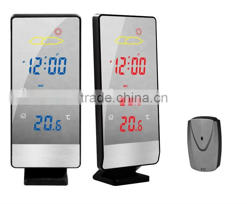 DESKTOP COLORFUL WIRELESS WEATHER STATION WITH SENSOR ALARM CLOCK, CE ROHS R&TTE and FCC compliance S638B