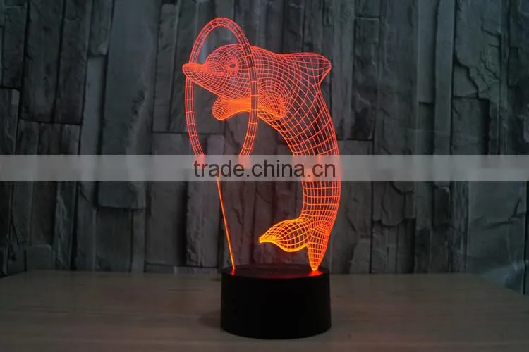 3D illusion Led night light 7colors dolphin lamp table novelty products christmas lights with touch button children night light