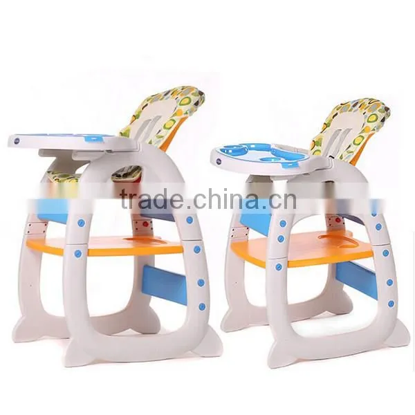2in1 function plastic high baby eating chair