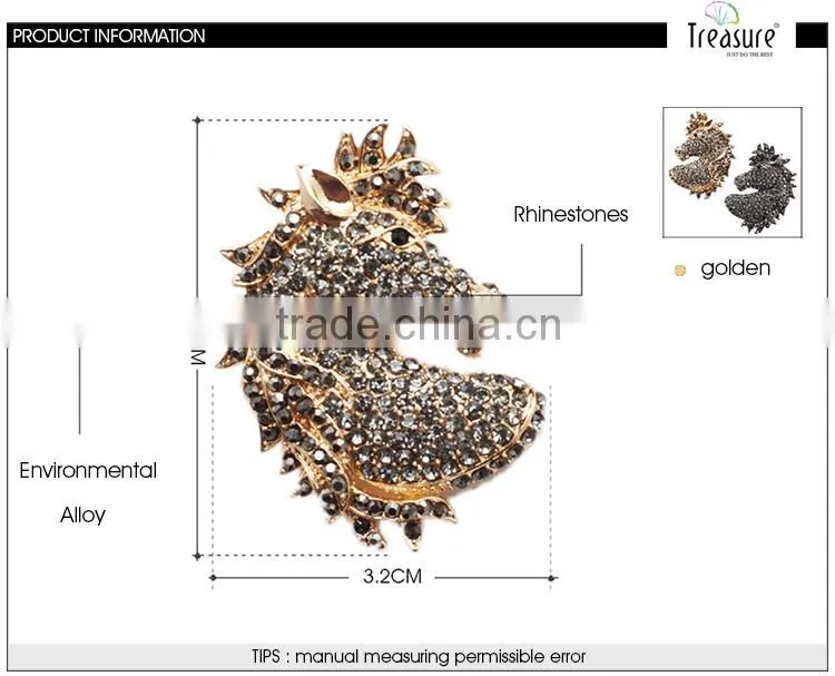 Costume jewelry rhinestone boar brooch, zinc alloy brooch, women and men brooch