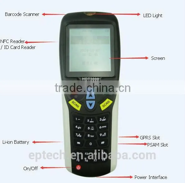 HDT3000 2016 Top Quality handheld data terminal for logistics with QR Code Scan NFC RFID
