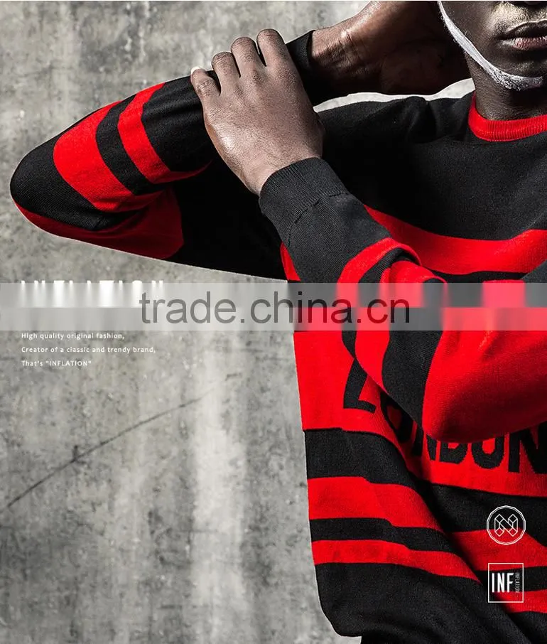Men's Flat Stripe Knitted Sweater Teenager Pullover Sweater