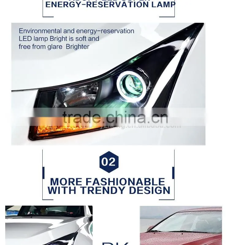 Made in CHina new type brighter light bar headlamp halogen bi xenon projector headlight for Chevrlet cruze led headlight