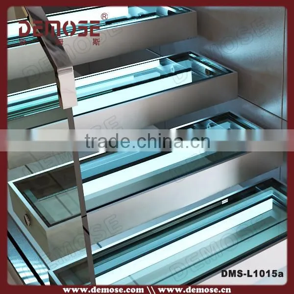 LED glass stairs/ indoor led stair light/steel structure staircase