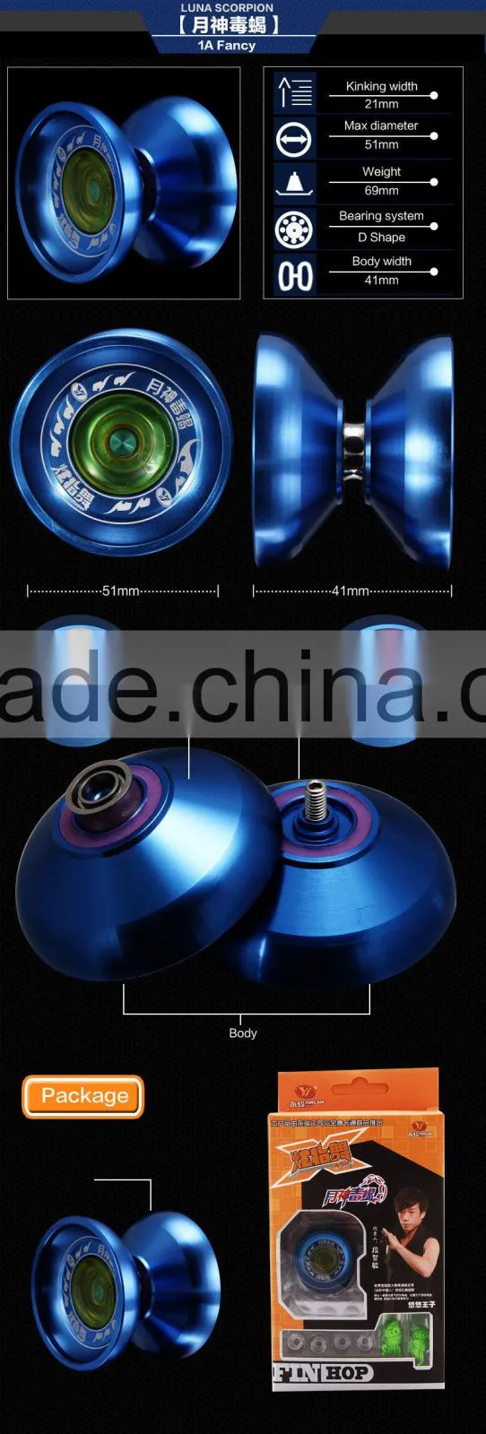 YJ Patent Design Aluminum Finger Spins YOYO Professional YoYo