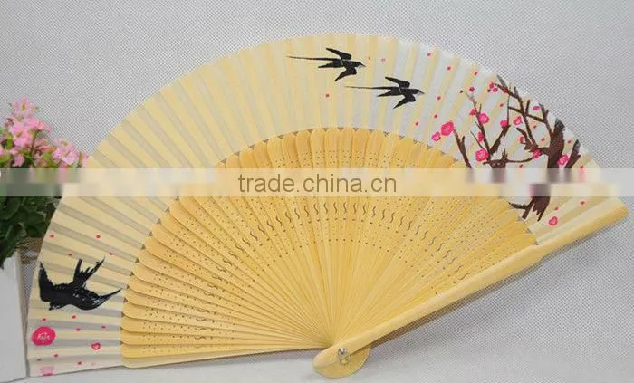 Vivid flower silk hand held fan for gift or souvenir