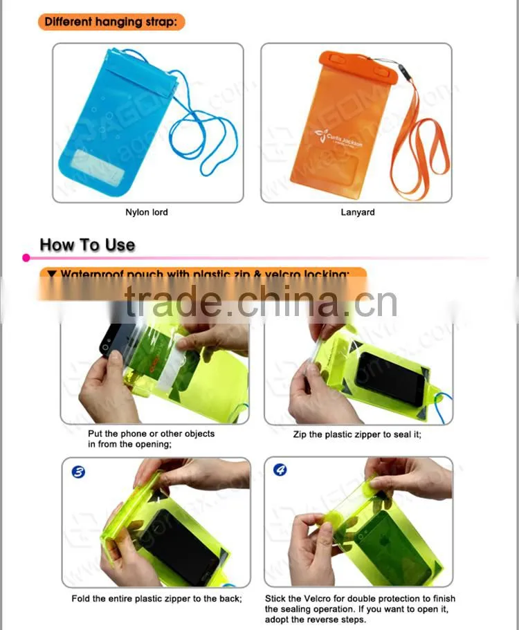 Small MOQ promotional gift handy pvc waterproof mobile bag