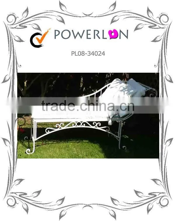 White Metal Garden Chaise Longue