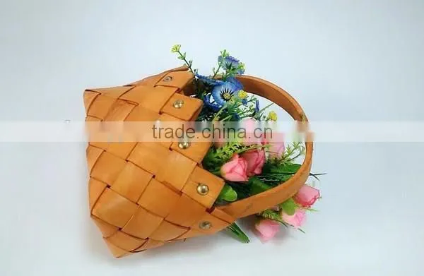 Wood weaving wave edge christmas decoration basket
