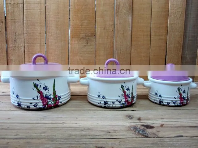 Ceramic Biscuit Canister with Handle and Purple Lid